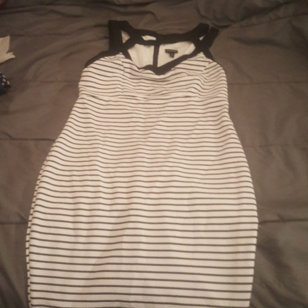 Torrid black white stripe bodycon dress